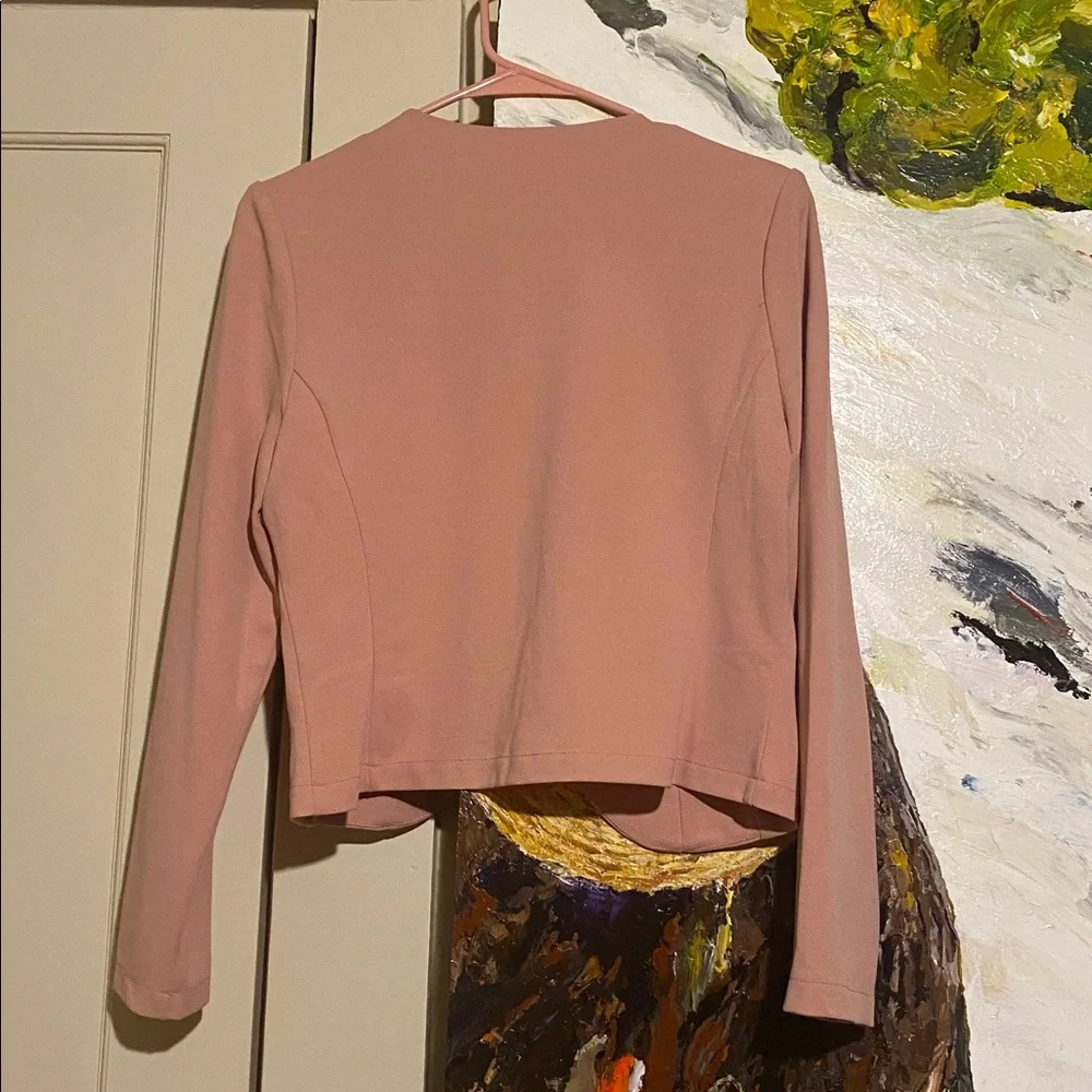 Blush Pink Cropped Blazer Jacket - Picture 2 of 6